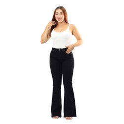 Pantalón Colombiano Negro bota campana Tiro Alto | Jeans Colombianos Mujer